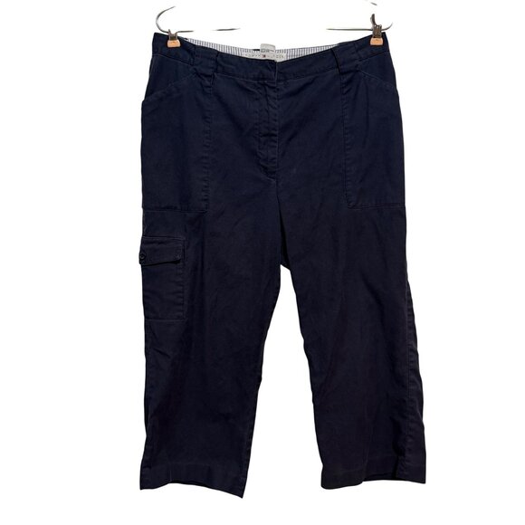 Tommy Hilfiger Soft Navy Cargo Capri Pants Size 10 Womens Cotton Blend - Picture 1 of 7